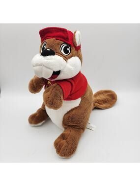 Buc-ee's Beaver Plush Stuffed Animal 11" Red Hat Shirt Gas Station Mascot 2023